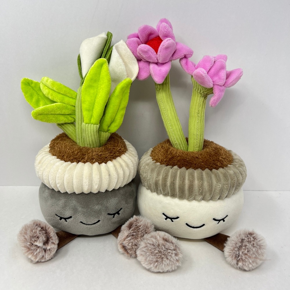 Greenhouse by Russ Plush Plant Lot 12 Inch Pink White Anthropomorphic Flowers
